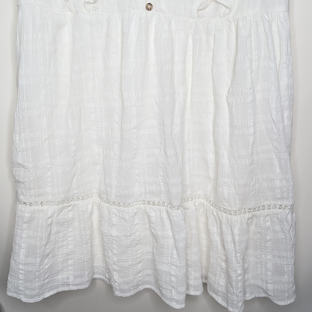 Knox Rose V Neck Ruffled White Short Sleeve Cottagecore Mini Dress Size Large - Picture 4 of 16